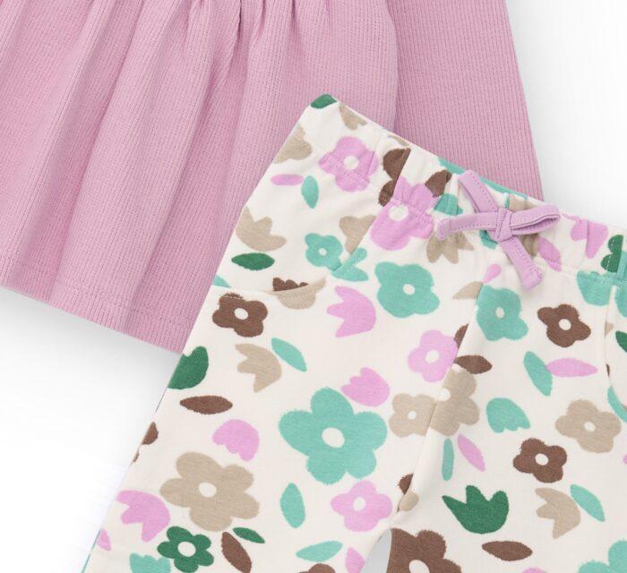 Completo tre pezzi per neonata con stampa floreale in tonalità pastello - immagine 4