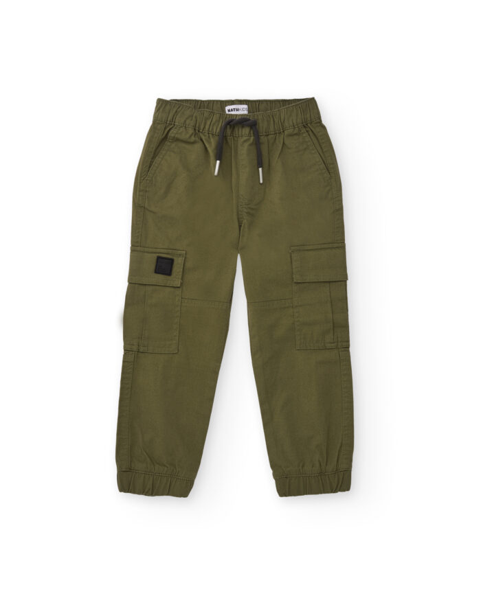Pantaloni cargo da bambino colore verde militare - immagine 1