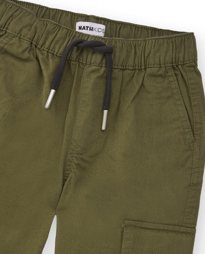 Pantaloni cargo da bambino colore verde militare - immagine 3