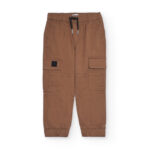 Pantaloni jogger cargo per bambino color marrone