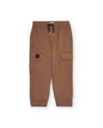 Pantaloni jogger cargo per bambino color marrone