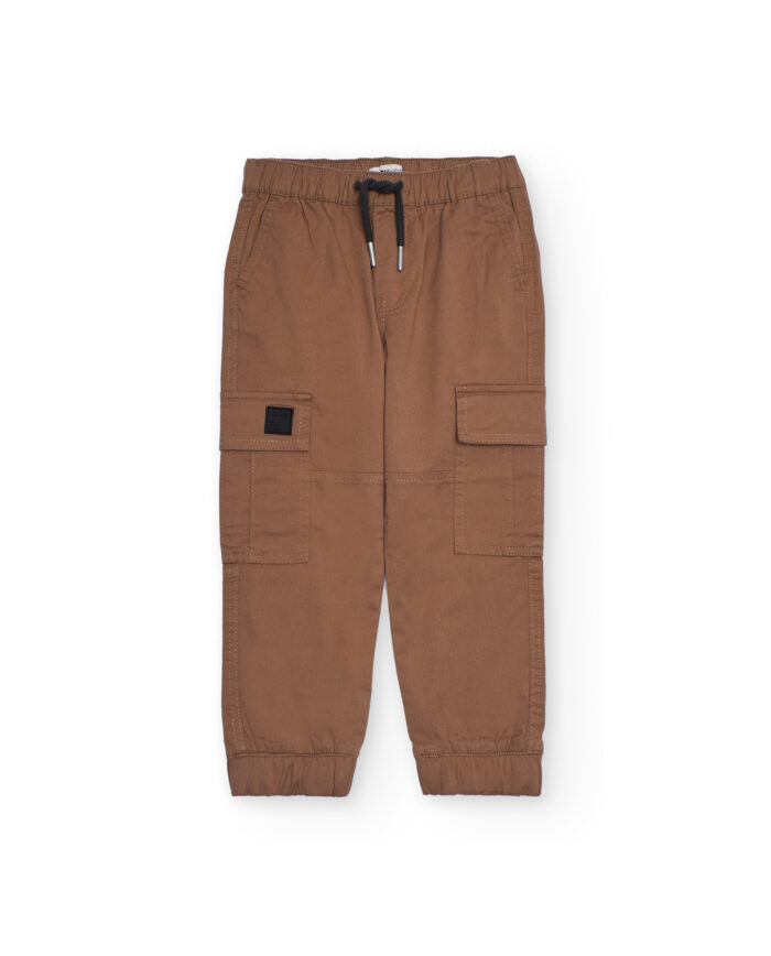Pantaloni jogger cargo per bambino color marrone - immagine 1