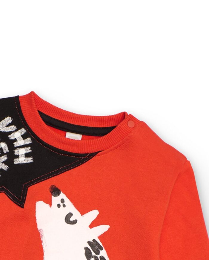 Completo per bambino nero e arancione con stampa lupo ululante - immagine 8