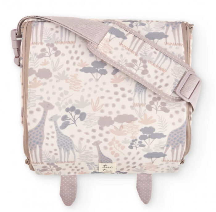 Seggiolino da viaggio portatile TUC TUC con stampa giraffe – Toni neutri - immagine 1