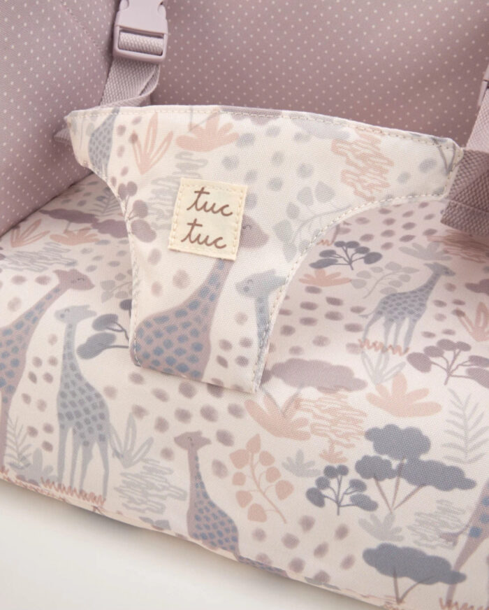 Seggiolino da viaggio portatile TUC TUC con stampa giraffe – Toni neutri - immagine 3