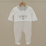 tutina neonato elegante Ninnaoh beige e bianco Made in Italy