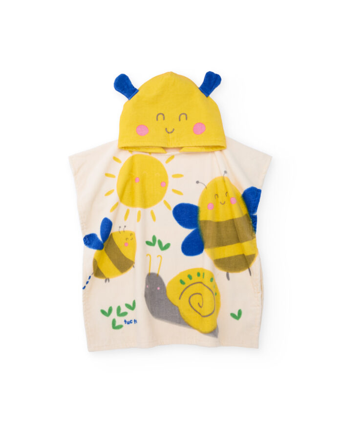 Poncho mare TUC TUC My Sunshine con cappuccio ape in morbida spugna vista frontale