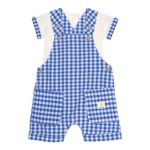 Salopette Neonato TUC TUC My Sunshine con maglietta bianca e salopette a quadretti blu in cotone