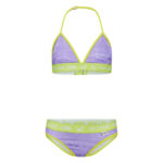 Bikini bambina Delinda Violet Retour DNM con dettagli verde lime