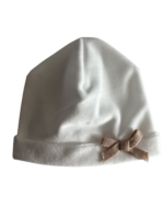 Cappellino neonato Ninnaoh in ciniglia panna con fiocco beige