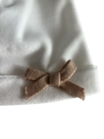 Cappellino Neonato Ninnaoh in Ciniglia Panna con Fiocco Beige Made in Italy - immagine 3