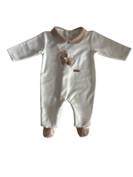 Tutina neonato Ninnaoh panna e beige con carrozzina