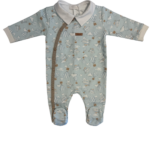 Tutina neonato caldo cotone Ninnaoh verde acqua polvere con fantasia mongolfiere