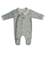 Tutina neonato caldo cotone Ninnaoh verde acqua polvere con fantasia mongolfiere